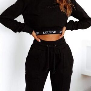 Lounge Underwear Black Rope Cord Joggers